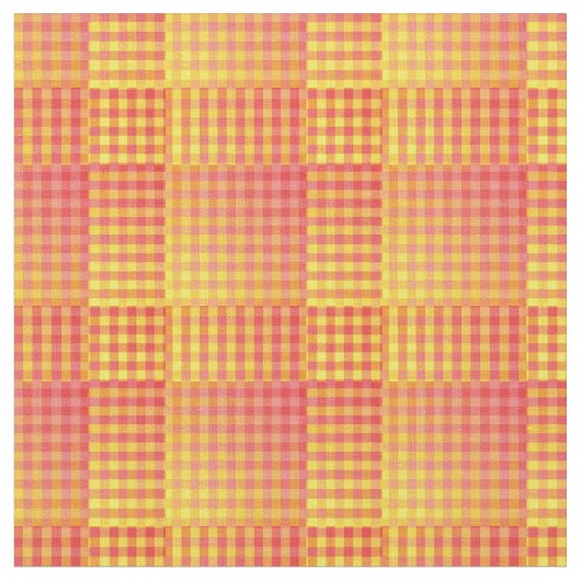 Red Yellow Checker Abstract Pattern Stoff (Nahaufnahme)