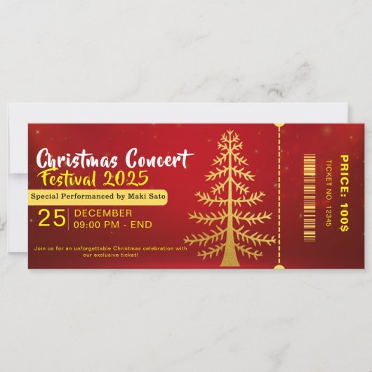 Red Yellow Christmas Concert Entry Ticket (Vorderseite)