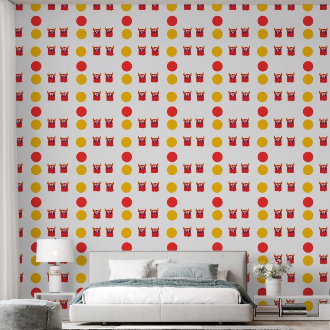 Red & Yellow Comic Monster Circles Kids' Rooms  Tapete (Schlafzimmer)