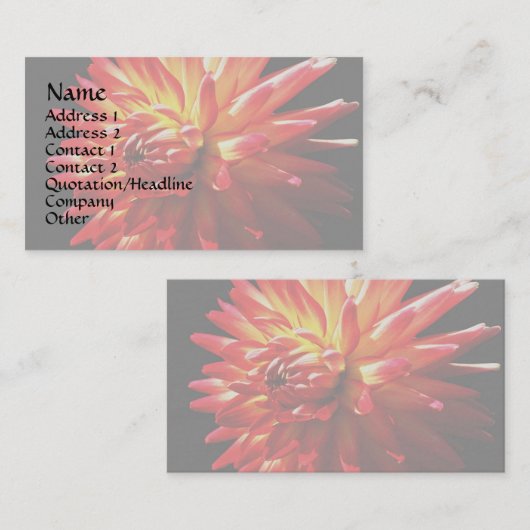 Red Yellow Dahlia Floral Business Card Visitenkarte (Vorne/Hinten)