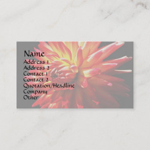 Red Yellow Dahlia Floral Business Card Visitenkarte