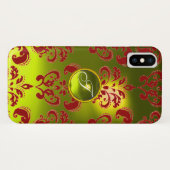 RED YELLOW DAMASK GEMSTONE MONOGRAMM Case-Mate iPhone HÜLLE (Rückseite (Horizontal))