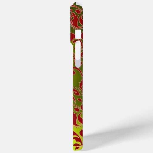 RED YELLOW DAMASK GEMSTONE MONOGRAMM Floral Case-Mate iPhone Hülle (Rückseite / Links)