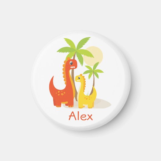 Red Yellow Dinosaurier Personalisiertes Geschenk M Magnet (Vorne)
