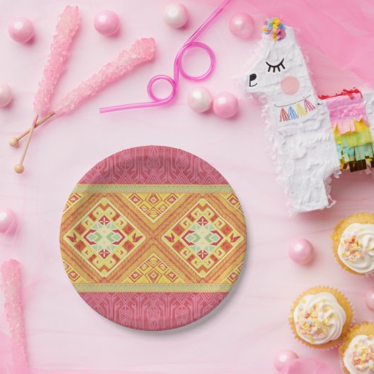 Red & Yellow Feathers Pappteller (Party)