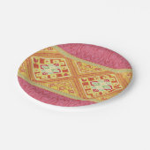 Red & Yellow Feathers Pappteller (Schrägansicht)