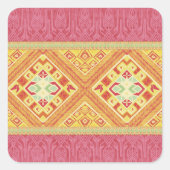 Red & Yellow Feathers Quadratischer Aufkleber (Vorderseite)