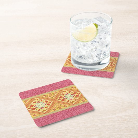 Red & Yellow Feathers Rechteckiger Pappuntersetzer (Vor Ort)