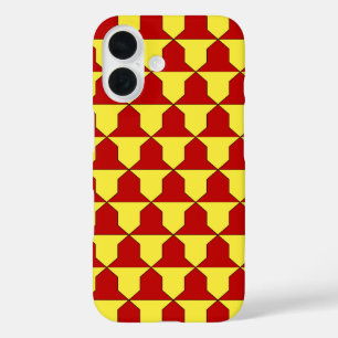 Red Yellow Ferrer Derby Heraldic Muster iPhone 16 Hülle