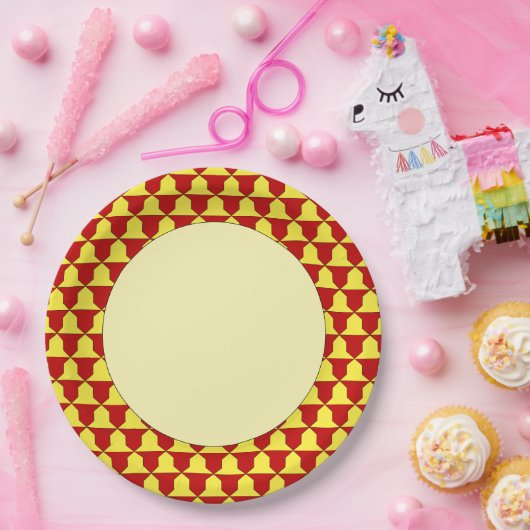 Red Yellow Ferrer Derby Heraldic Muster Pappteller (Party)