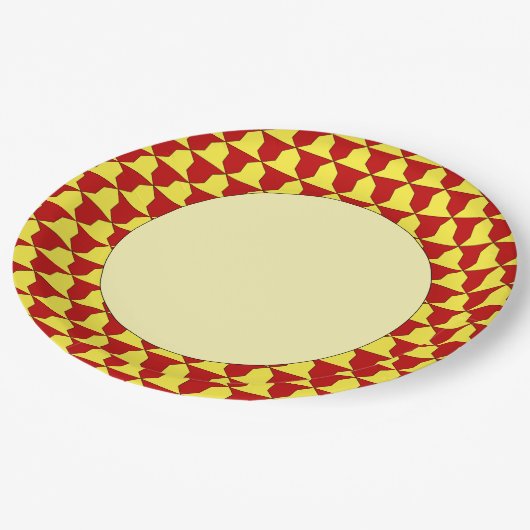 Red Yellow Ferrer Derby Heraldic Muster Pappteller (Schrägansicht)