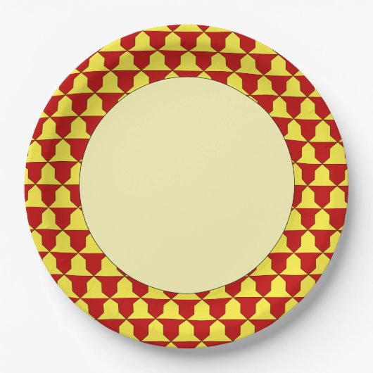 Red Yellow Ferrer Derby Heraldic Muster Pappteller (Vorderseite)