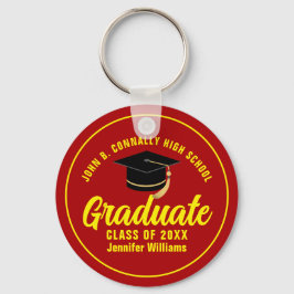 Red Yellow Graduate Custom 2025 Abschluss Schlüsselanhänger