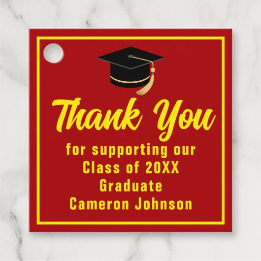Red Yellow Graduate Custom Graduate Party Geschenkanhänger (Vorderseite)