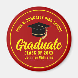 Red Yellow Graduate Custom Graduate Party Magnet