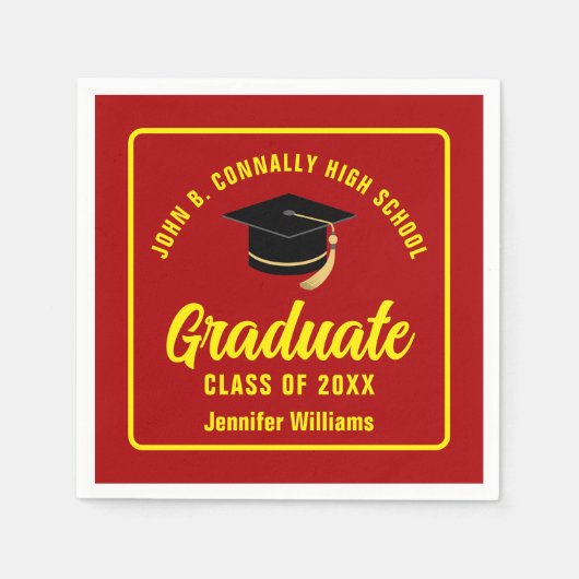 Red Yellow Graduate Custom Graduate Party Serviette (Vorderseite)