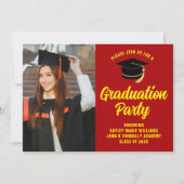 Red Yellow Graduate Foto 2025 Graduation Party Einladung (Vorderseite)