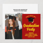 Red Yellow Graduate Foto 2025 Graduation Party Einladung (Vorne/Hinten)