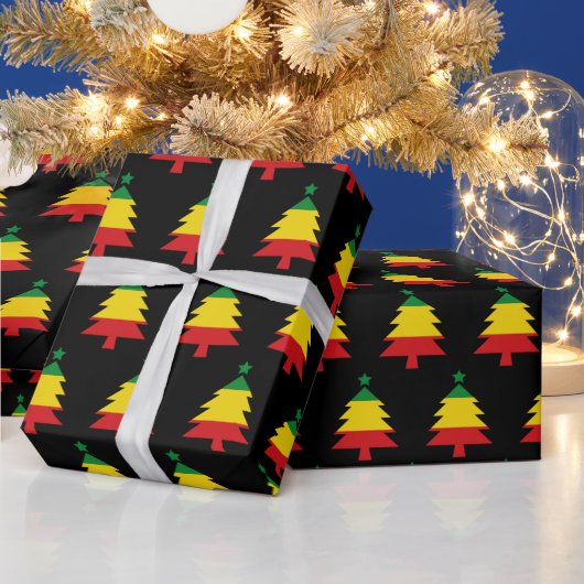 Red Yellow Green Black Rasta Weihnachtsbaum Geschenkpapier (Feiertage)