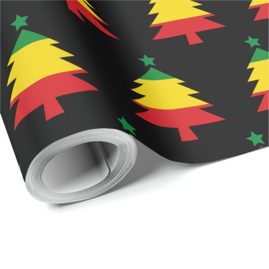 Red Yellow Green Black Rasta Weihnachtsbaum Geschenkpapier (Rolleneckpunkt)