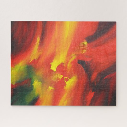 Red Yellow Green Modern Abstrakt Expressionist Puzzle (Horizontal)