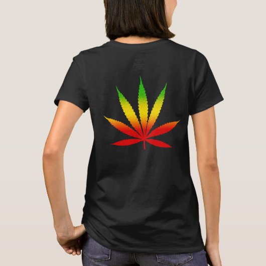 Red Yellow & Green Rasta Leaf Jamaika Jamaika T-Shirt (Rückseite)