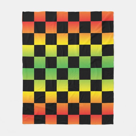 Red Yellow Green Rasta Ombre Checkerboard Fleecedecke (Vorderseite)