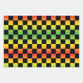 Red Yellow Green Rasta Ombre Checkerboard Geschenkpapier Set (Vorderseite)