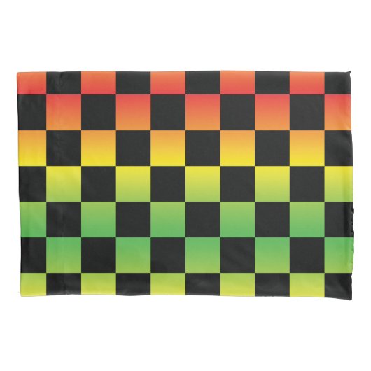 Red Yellow Green Rasta Ombre Checkerboard Kissenbezug (Vorderseite)