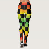 Red Yellow Green Rasta Ombre Checkerboard Leggings (Rückseite)