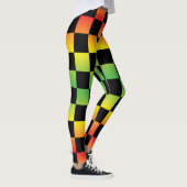 Red Yellow Green Rasta Ombre Checkerboard Leggings (Rechts)