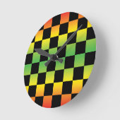 Red Yellow Green Rasta Ombre Checkerboard Runde Wanduhr (Winkel)