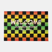 Red Yellow Green Rasta Ombre Checkerboard Willkomm Fußmatte (Vorderseite)