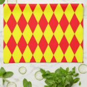 Red Yellow Harlequin Checkered Design  Geschirrtuch (Gefaltet)