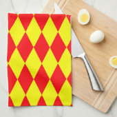 Red Yellow Harlequin Checkered Design  Geschirrtuch (Viertel Falte)