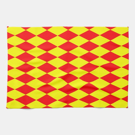 Red Yellow Harlequin Checkered Design  Geschirrtuch (Horizontal)