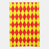 Red Yellow Harlequin Checkered Design  Geschirrtuch (Vertikal)
