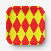 Red Yellow Harlequin Checkered Design  Pappteller (Vorderseite)