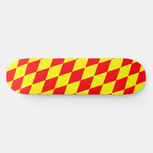 Red Yellow Harlequin Checkered Design  Skateboard (Horizontal)