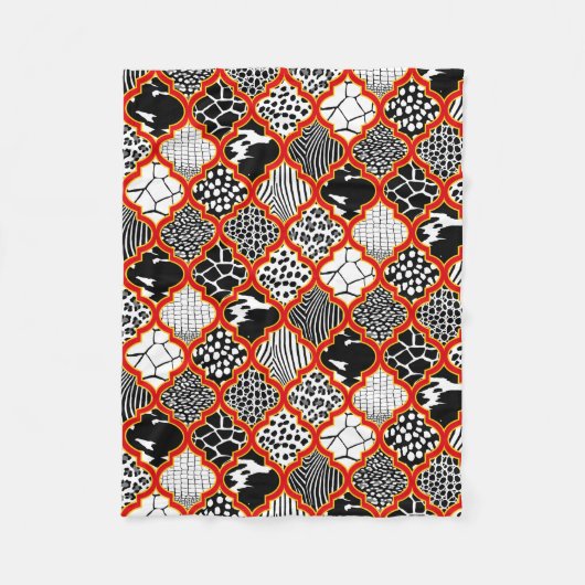 Red Yellow Hollywood Regywood Regency Animal Print Fleecedecke (Vorderseite)