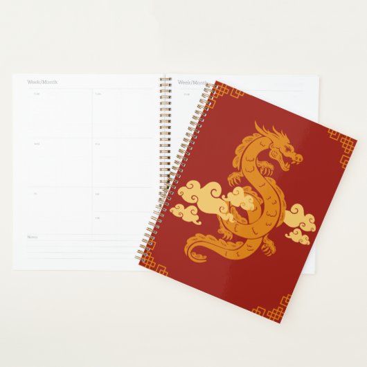 Red Yellow Illustrative Chinese New Year Dragon Planer (Anzeige)