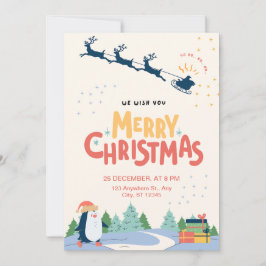 Red Yellow Moderne Minimalistisch frohe Weihnachte Einladung