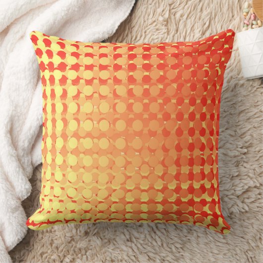 Red Yellow Multi Layer Polka Dot Fade Throw Pillow Kissen (Decke)