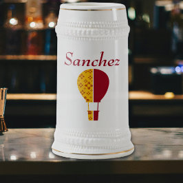 Red Yellow New Mexico Zia Hot Air Ballon Bierglas