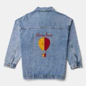 Red Yellow New Mexico Zia Hot Air Ballon Jeansjacke (Rückseite)
