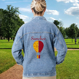 Red Yellow New Mexico Zia Hot Air Ballon Jeansjacke