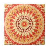 Red Yellow Orange Summer Sun Mandala Pattern Fliese (Vorderseite)