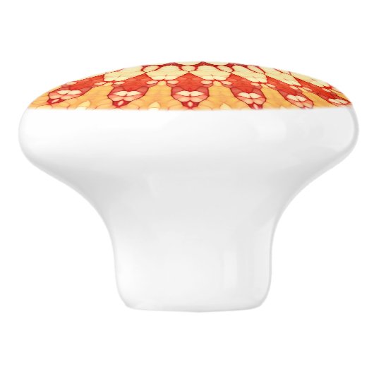 Red Yellow Orange Summer Sun Mandala Pattern Keramikknauf (Seitenansicht)