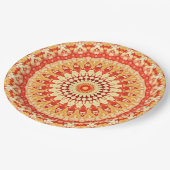 Red Yellow Orange Summer Sun Mandala Pattern Pappteller (Schrägansicht)