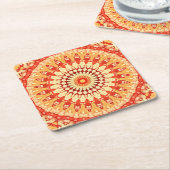 Red Yellow Orange Summer Sun Mandala Pattern Rechteckiger Pappuntersetzer (angewinkelt)